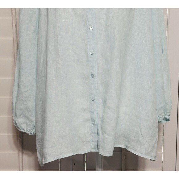 Talbots Women PXL Linen Button Up Blouse Beach Lagenlook Minimalist - Picture 3 of 10